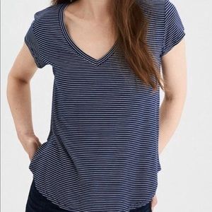 American Eagle Striped V-Neck Shirt
